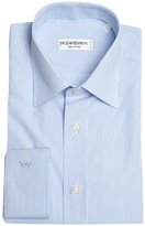 Thumbnail for your product : Saint Laurent blue and white striped cotton point collar dress shirt