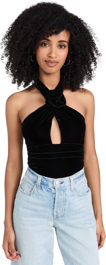 BARDOT Inara Velour Thong Bodysuit