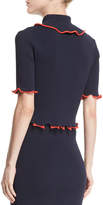 Thumbnail for your product : Opening Ceremony Collared Crisscross Short-Sleeve Rib-Knit Top