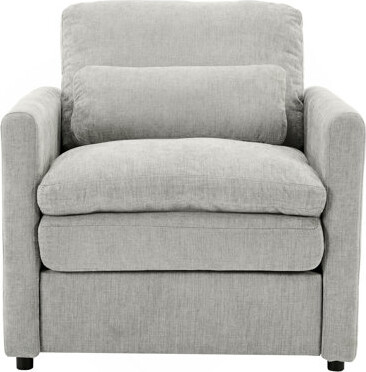 Ebern Designs 31.9\ Cozy Upholstered Armchair Oversized Comfy Cloud Sofa Double Cushion Single Sofa Plush Cushion Armchair For Living Room, Light Grey