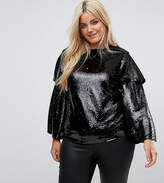 Thumbnail for your product : Fashion Union Plus Blouse Sequin Top With Ruffle Sleeves