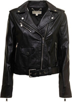 M Woman's Black Leather Biker Jacket 