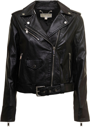 MICHAEL Michael Kors M Michael Kors Woman's Black Leather Biker Jacket