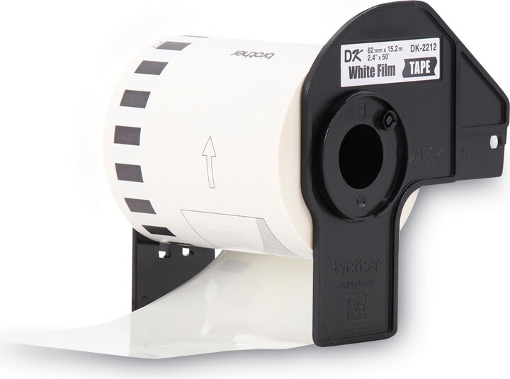 Brother Genuine DK-2212 Continuous Length Black on White Film Tape for Brother QL Label Printers, 2.4" x 50' (62mm x 15.2M), 1 Roll per Box, DK2212
