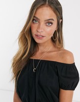 Thumbnail for your product : ASOS Petite DESIGN Petite off the shoulder sun top in cotton in Black