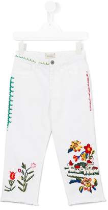 Gucci Kids floral embroidered jeans