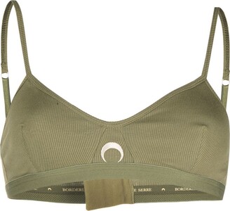 Marine Serre Green Crescent Moon Organic Cotton Bra - ShopStyle