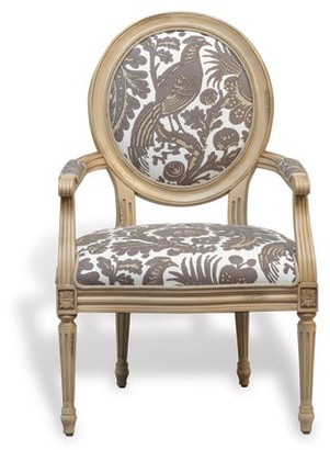 The Well Appointed House Avery Antiqued Ivory Chair with Scalamandre Resist Fabric