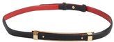 Thumbnail for your product : Ferragamo red and black reversible leather gold bar skinny belt