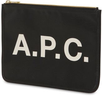 A.P.C. Logo Printed Faux Leather Pouch
