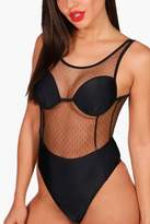 Thumbnail for your product : boohoo Mesh Moulded Swimsuit