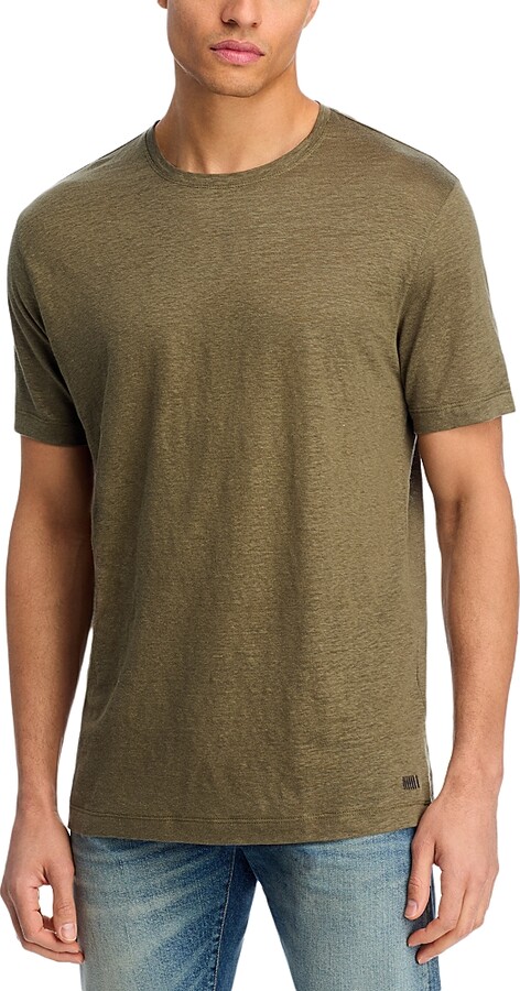 Boss x David Beckham Taut 73 Linen Crewneck Tee in Medium Green