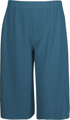 Zeetaq New Women's Plus Size Cropped Plain Elasticated Waist Stretch Ladies Mini Culottes Shorts UK Size 8-26