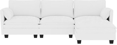 Latitude Run 4 - Seat L Shaped Couch Size Breathable Skin Fabric Movable  Hardware Armrest Pocket For Living Room Styling Large Couch Entertainment