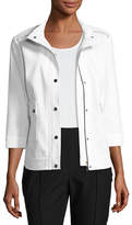 Thumbnail for your product : Misook 3/4-Sleeve Techno Snap-Front Jacket, White/Black, Plus Size