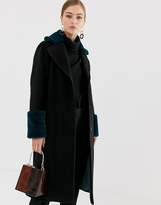 Thumbnail for your product : Helene Berman double breasted coat with contrast faux fur collar and cuffs
