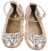 Thumbnail for your product : Miu Miu Embellished Ankle Strap Flats