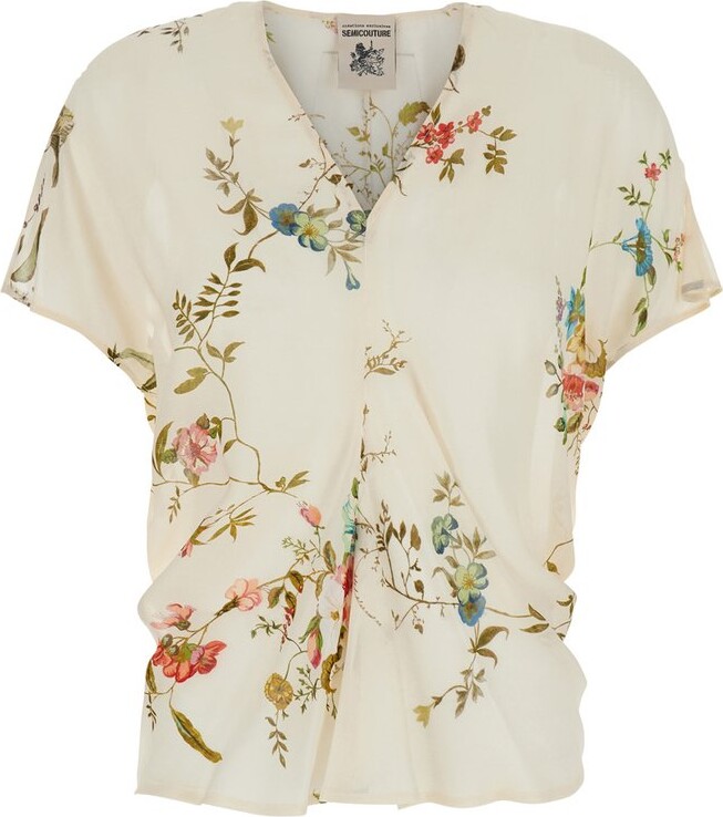 Semi-Couture Semi Couture V Neck Floral Print Top