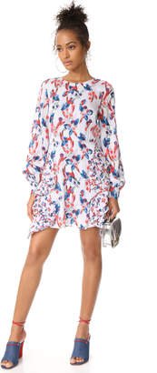 Tanya Taylor Floral Ikat Silk Stripe Faretta Dress
