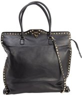 Thumbnail for your product : Valentino black leather 'Rockstud' clasp front convertible tote bag