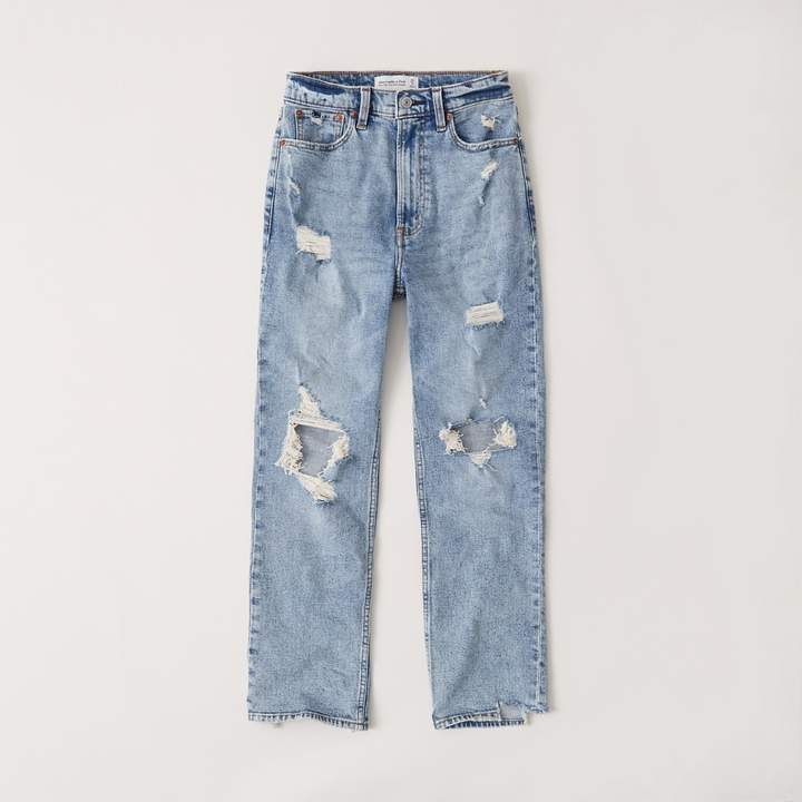 ultra high rise ankle straight jeans