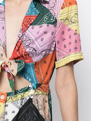 STAUD Bandana-Print Knot-Detail Dress