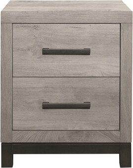 Latitude Run Attractive Gray Finish 1Pc Nightstand Of 2X Drawers Metal Bar Hardware Premium Melamine Board Wooden Nightstand