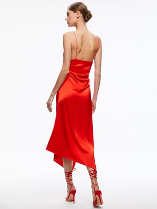 Alice + Olivia Vista Asymmetrical Midi Slip Dress