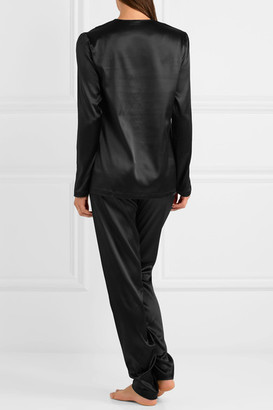 La Perla Azalea Leavers Lace-trimmed Stretch-silk Pajama Set - Black