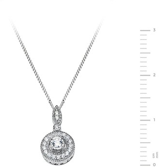 Love Diamond 9ct White Gold 8 Point Diamond Vintage-Inspired Solitaire Pendant Necklace
