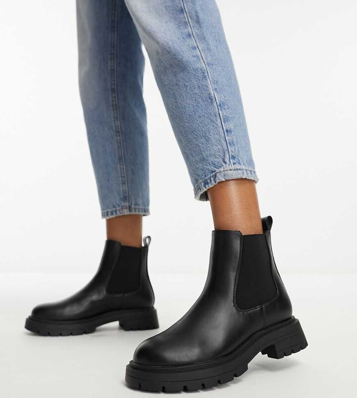 Wide Fit Asos Boots Asos Black Leather Ankle Boots Wide Fit London