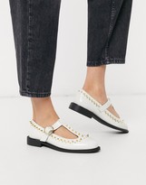 Thumbnail for your product : ASOS DESIGN Mercy studded flat shoes in bone