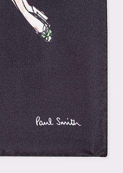 Paul Smith Men's Black 'Lady' Print Silk Pocket Square