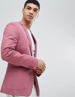 ASOS Design DESIGN super skinny blazer in pink cotton
