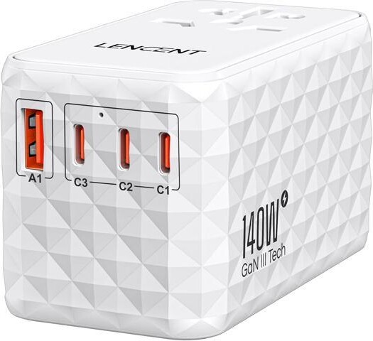 WESTWAY LENCENT 140W International Travel Adapter, GaN Universal Travel Adapter with 1 USB-A & 3 Type C Power Adapter, Fast Charger for Phone,Laptops,...