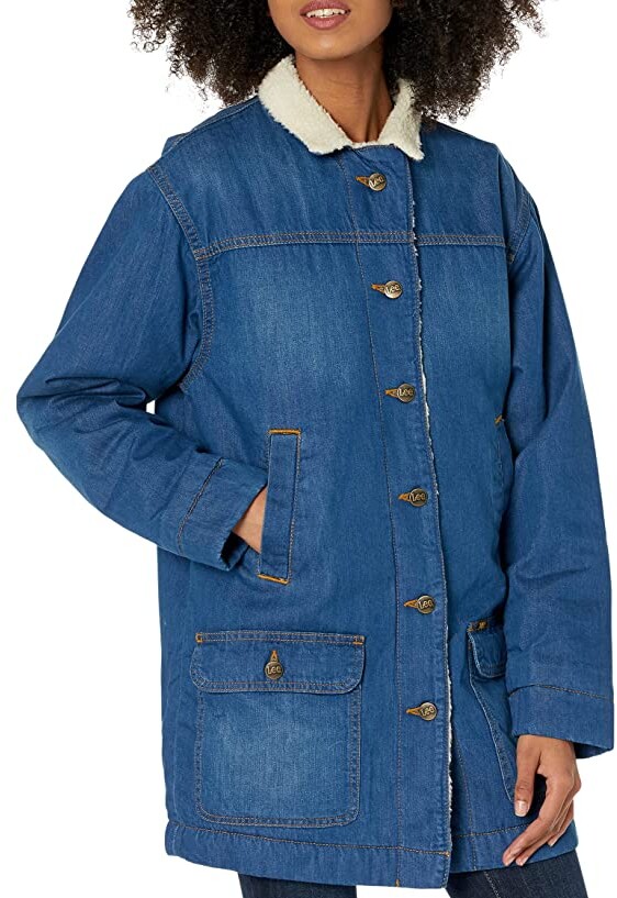 denim jacket with gold buttons