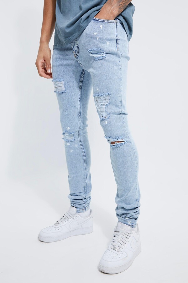 Boohoo Embellished Ripped Jeans Boohoo Tall Super Skinny Ripped