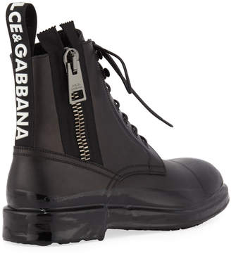 Dolce & Gabbana Men's Cap-Toe Leather Combat Boots