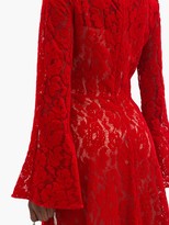 Thumbnail for your product : Christopher Kane Fluted-sleeve Flocked-velvet Lace Dress - Red