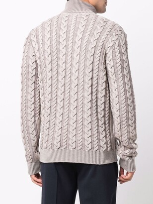 Fedeli Cable-Knit Roll Neck Jumper
