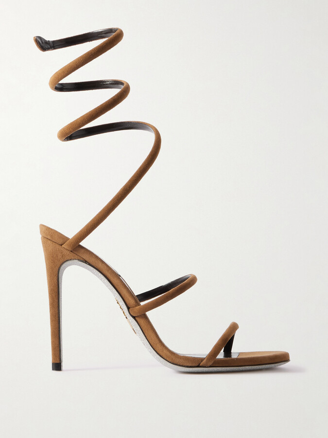 Rene Caovilla Cleo Suede Sandals - Brown