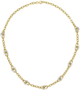 14K Gold Two-Tone Knot Link Necklace, 9.8g
