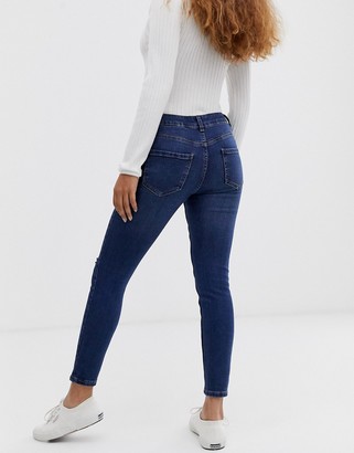 New Look Petite ripped skinny jeans in blue
