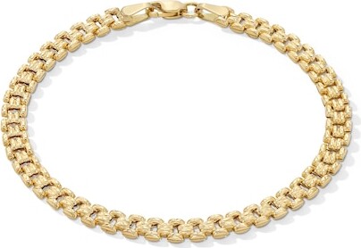 Zales 2.9mm Diamond-Cut Buckle Link Stampato Bracelet in Hollow 14K Gold - 7.5\