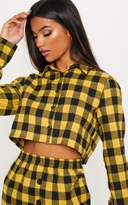 Thumbnail for your product : PrettyLittleThing Yellow Check Cropped Button Front Shirt