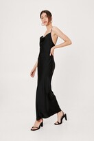 Thumbnail for your product : Nasty Gal Womens Button Back Satin Maxi Slip Dress - Green - L