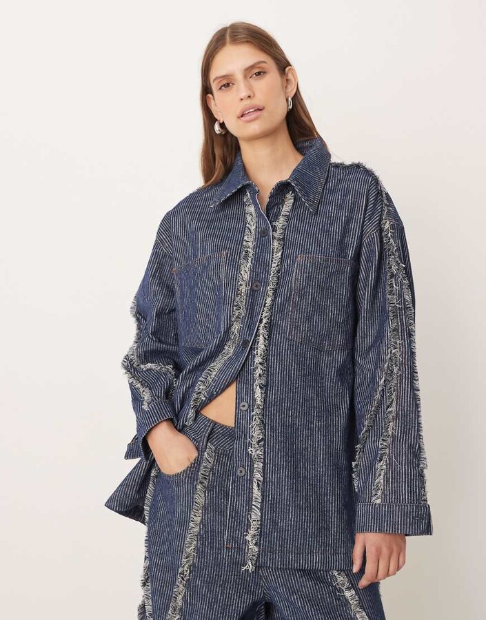 GHOSPELL denim cord shirt with frey detail in blue - part of a set