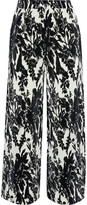 Thumbnail for your product : GOEN.J Floral-print Plisse-satin Wide-leg Pants