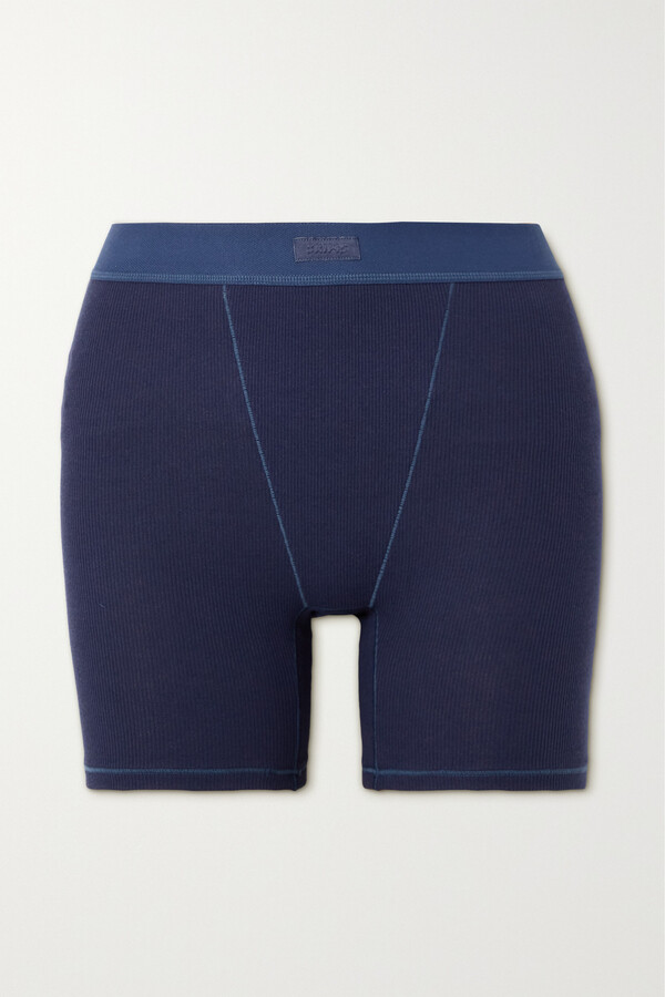 SKIMS Cotton-Blend Ribbed Boxer Shorts - ShopStyle Lingerie