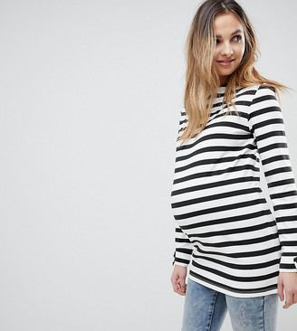 Supermom Maternity Stripe Long Sleeve Top With Back Zip